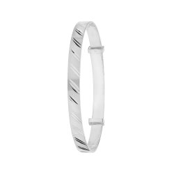 Silver Babies' Diamond Cut Expandable Bangle 