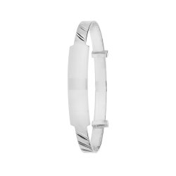 Silver Babies' Diamond Cut Expandable Id Bangle 