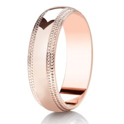 Rosa 14ct Rose Gold Light Court Diamond Cut Wedding Ring