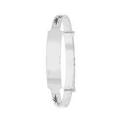 Silver Babies' Diamond Cut Expandable Id Bangle 
