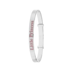 Silver Babies' Pink Little Princess Expandable Bangle 