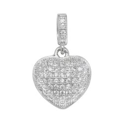 Silver Cz Heart Pendant 