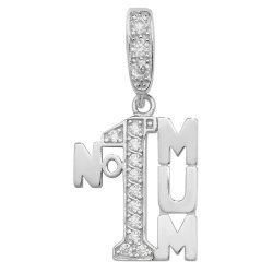 Silver Cz No. 1 Mum Pendant 