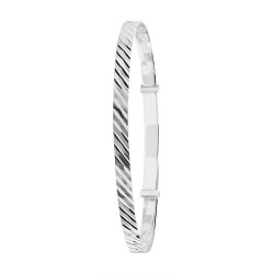 Silver Diamond Cut Expandable Bangle 