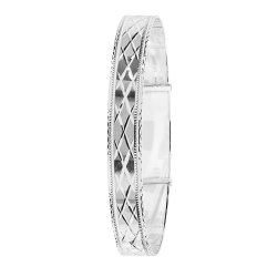 Silver Diamond Cut Expandable Chunky Bangle 