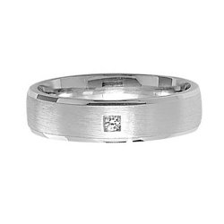 Silver 5.5mm Satin & 1 Cz Wed Band 