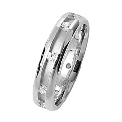 Silver 5mm Satin & 8 Cz Wed Band 