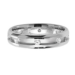 Silver 5mm Satin & 8 Cz Wed Band 