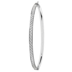 Silver Moondust Hinged Bangle 