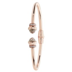 Silver Rose Gold Plated Crystal And Cz Torc Bangle 