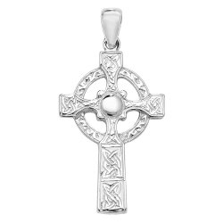 Silver Engraved Celtic Cross Pendant 