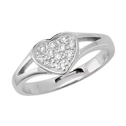 Silver Babies' Heart Cz Ring 