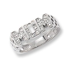 Silver Basket Design Mum Cz Ring 