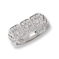 Silver Gents' Basket Design Dad Cz Ring 