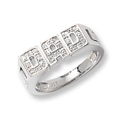 Silver Gents' Curb Design Dad Cz Ring 