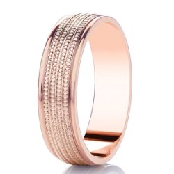 Aria 14ct Rose Gold Light Flat Court Diamond Cut Wedding Ring