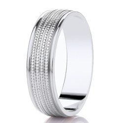 Aria Platinum Light Flat Court Diamond Cut Wedding Ring