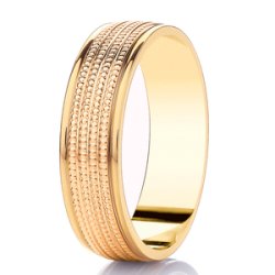 Aria 9ct Yellow Gold Medium Flat Court Diamond Cut Wedding Ring