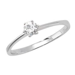 Silver Solitaire Cz Ring 