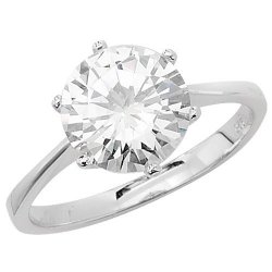 Silver Solitaire Cz Ring 