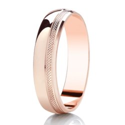 Hollie 14ct Rose Gold Light Court Diamond Cut Wedding Ring