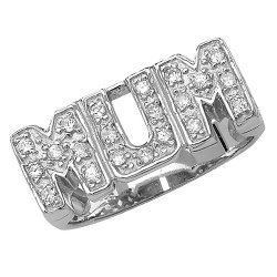 Silver Basket Design Mum Cz Ring 