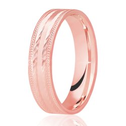 Fleur 14ct Rose Gold Light Flat Court Diamond Cut Wedding Ring
