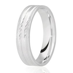 Fleur Platinum Light Flat Court Diamond Cut Wedding Ring