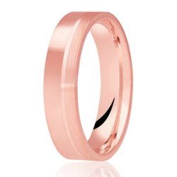 Amelie 14ct Rose Gold Light Flat Court Diamond Cut Wedding Ring