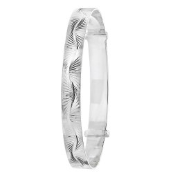 Silver Diamond Cut Expandable Chunky Bangle 