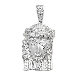Silver Cz Jesus Christ Pendant 