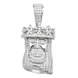 Silver Cz Jesus Christ Pendant 