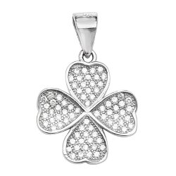 Silver Cz Clover Pendant 