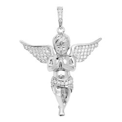 Silver Cz Angel Pendant 