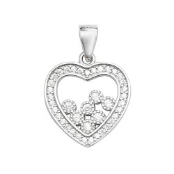 Silver Cz Bubbles Within Heart Pendant 