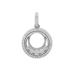 Silver Double Circle Cz Pendant 