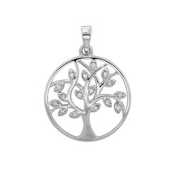 Silver Tree Of Life Cz Pendant 
