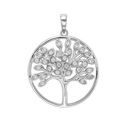 Silver Tree Of Life Cz Pendant 
