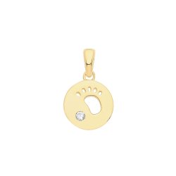 Silver Yellow Gold Plated Cz Christening Pendant 
