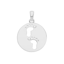 Silver Rhodium Plated Cz Christening Pendant 