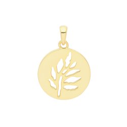 Silver Yellow Gold Plated Leaf Cut Out Disc Pendant 