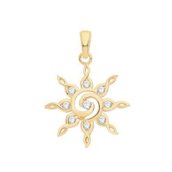 Silver Yellow Gold Plated Twirl Star Pendant 