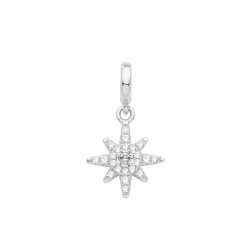 Silver Rhodium Plated Cz Set Star Pendant 