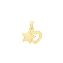 Silver Yellow Gold Plated Heart And Star Pendant 