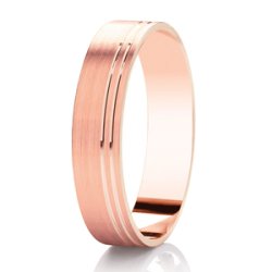 Freja 14ct Rose Gold Light Flat Court Diamond Cut Wedding Ring