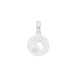 Silver Rhodium Plated Cz Christening Pendant 