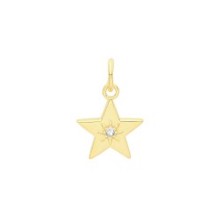 Silver Yellow Gold Plated Cz Set Star Pendant 