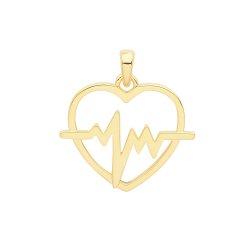 Silver Yellow Gold Plated Heart Beat Pendant 