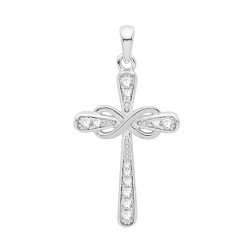 Silver Rhodium Plated Cross Pendant 