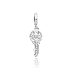 Silver Rhodium Plated Cz Yael Key Pendant 